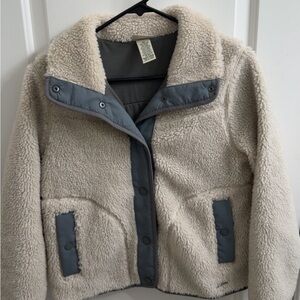 L.L. Bean Cream Sherpa Jacket with Gray Lining